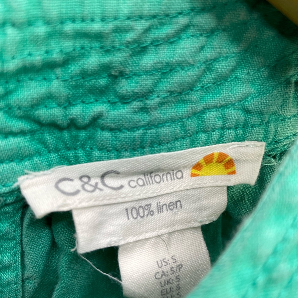 C&C California Dress Womens Small Green Linen Keyhole Halter Sleeveless summer - Picture 5 of 8